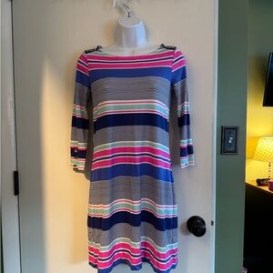 Lilly Pulitzer Striped Knit Boatneck Dress in Blue, Pink & White